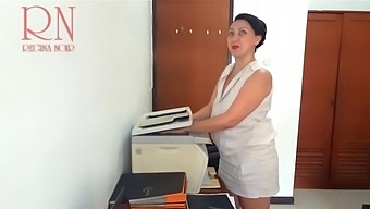 Secretary Scans Boobs And Pussy On Mfp Security Camera In Office