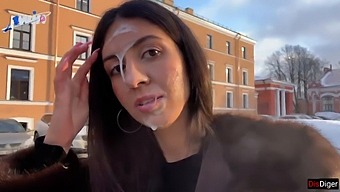 Stunning Woman Parades In Public With Semen On Her Face For A Kind Unknown Benefactor - Cumwalk