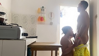 Stepbrother Has Passionate Sex With Wife In Kitchen
