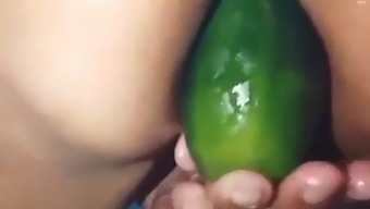 Stepmom Shows Off Her Big Booty And Enjoys Fucking A Large Cucumber