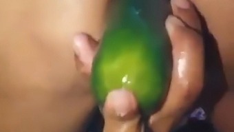 Stepmom Shows Off Her Big Booty And Enjoys Fucking A Large Cucumber