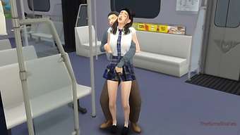An Elderly Unknown Man Inappropriately Touches A Young Asian College Girl In Transit